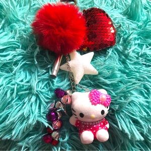 Custom Hello Kitty Keychain Pink & Red Purse Charms Backpack Clip Gift B…